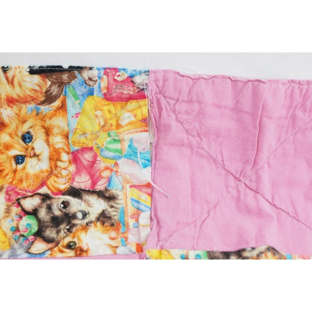 Piecemakers by the Bay Quilt 40x30 Pink Cat Dog Patchwork Baby Blanket VGC‎